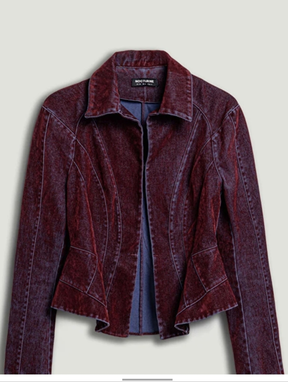 Nocturne Women's Wine Red Corduroy Jean Jacket